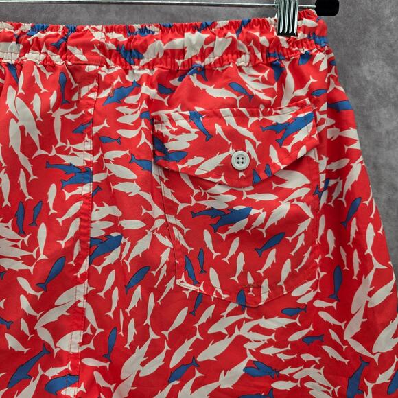 Crown & Ivy Pink Shark Fish Board Mesh Lined Swimwear Pants Shorts M Medium - Picture 5 of 8